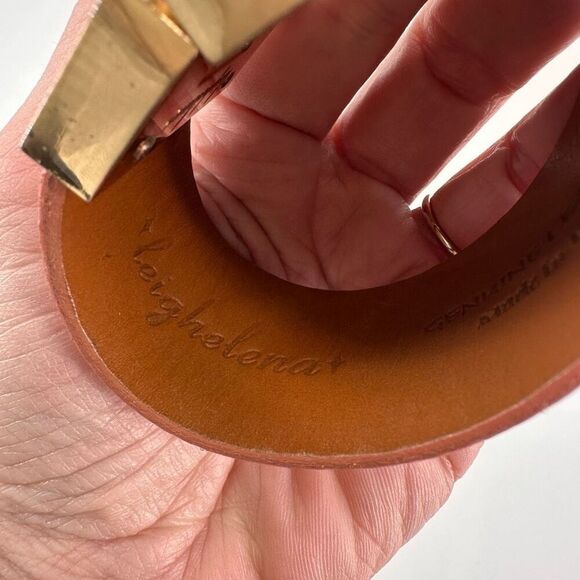 Leighelena Womens Genuine Leather Stingray‎ Wide Jigsaw Cuff Bracelet Orange - Picture 5 of 12